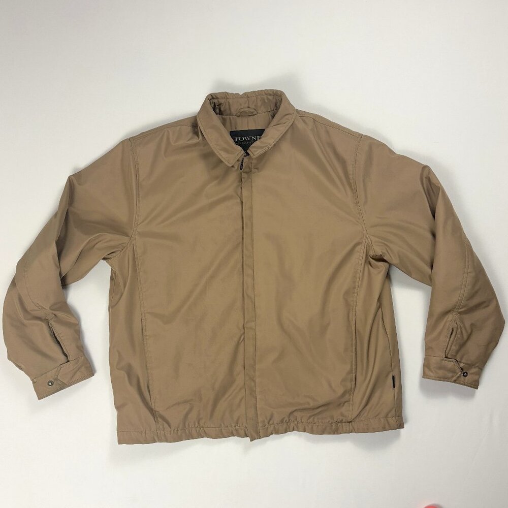 Towne By London Fog Mens Jacket Tan Sz XL Zip Coat Dad